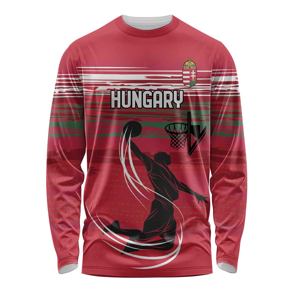 Hungary Basketball Custom Long Sleeve Shirt Come On Magyars Grunge Style - Wonder Print Shop