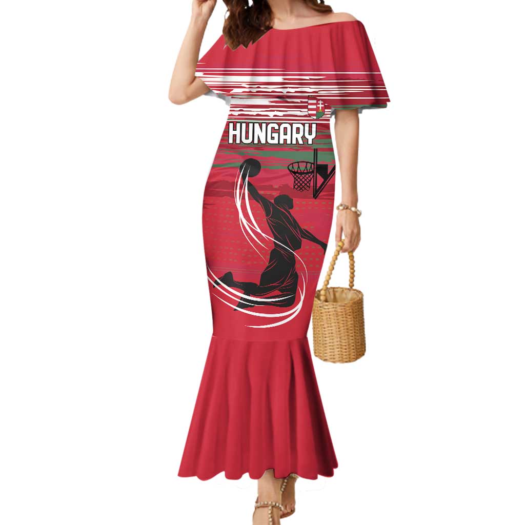 Hungary Basketball Custom Mermaid Dress Come On Magyars Grunge Style - Wonder Print Shop