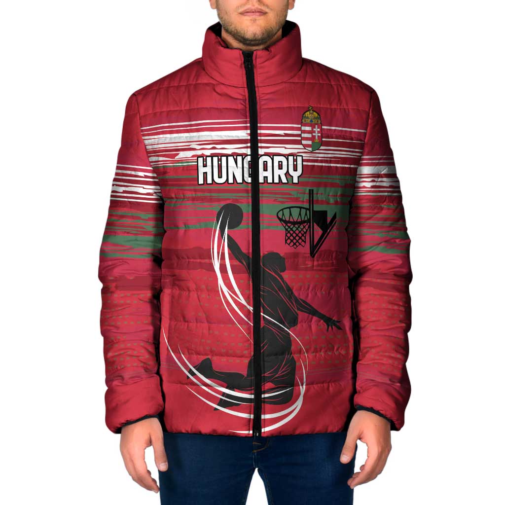 Hungary Basketball Custom Padded Jacket Come On Magyars Grunge Style - Wonder Print Shop