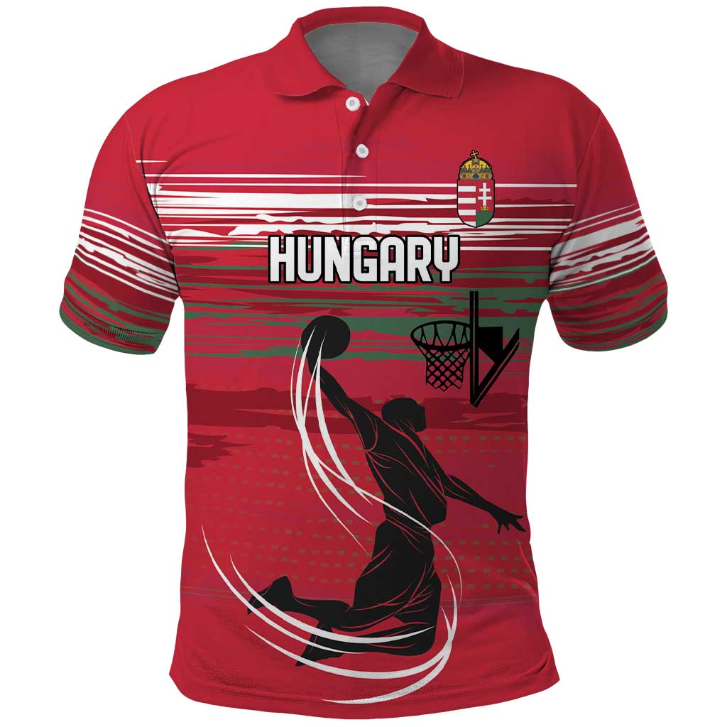 Hungary Basketball Custom Polo Shirt Come On Magyars Grunge Style - Wonder Print Shop