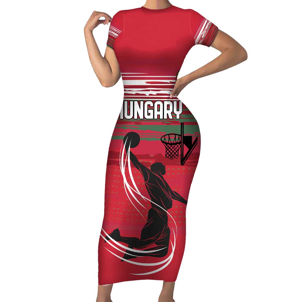 Hungary Basketball Custom Short Sleeve Bodycon Dress Come On Magyars Grunge Style - Wonder Print Shop