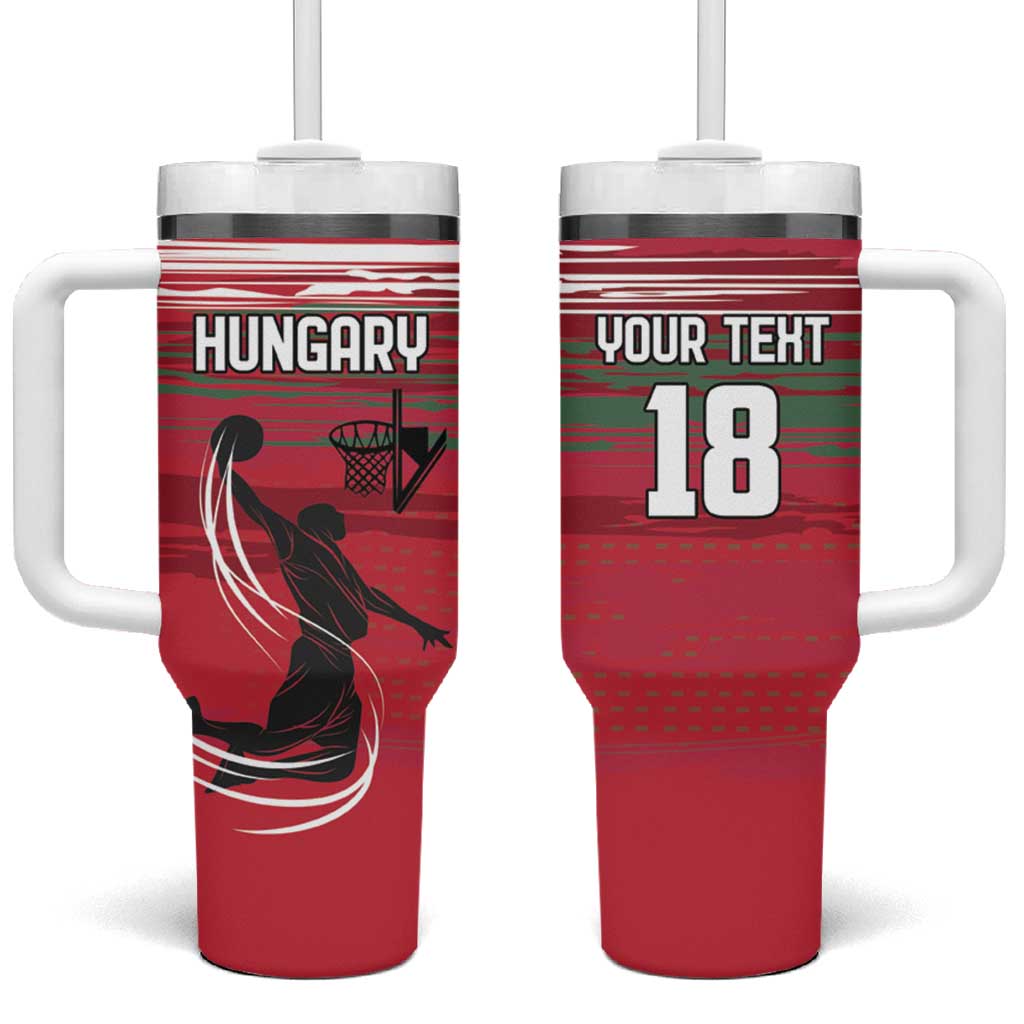 Hungary Basketball Custom Tumbler With Handle Come On Magyars Grunge Style - Wonder Print Shop