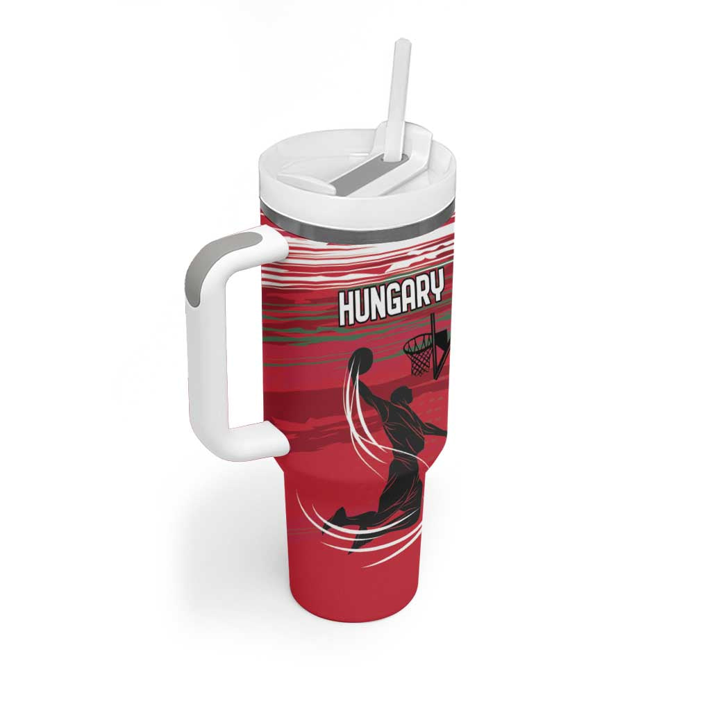 Hungary Basketball Custom Tumbler With Handle Come On Magyars Grunge Style - Wonder Print Shop