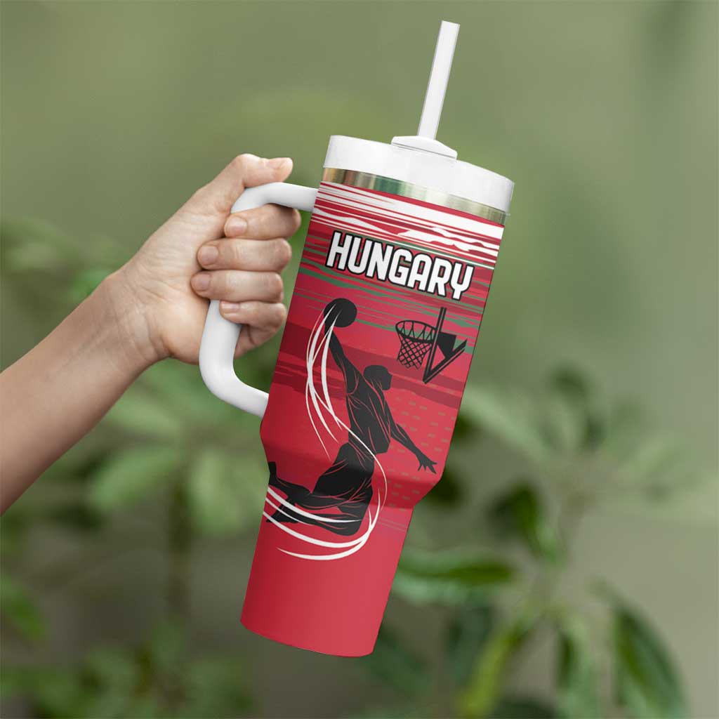 Hungary Basketball Custom Tumbler With Handle Come On Magyars Grunge Style - Wonder Print Shop
