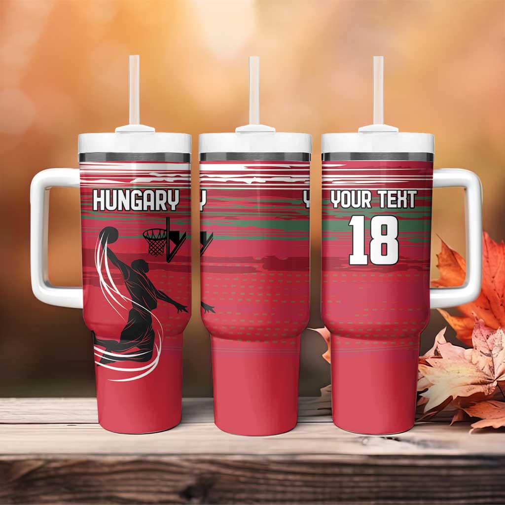 Hungary Basketball Custom Tumbler With Handle Come On Magyars Grunge Style - Wonder Print Shop