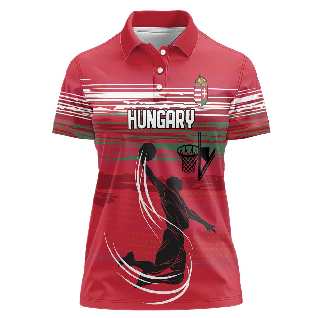 Hungary Basketball Custom Women Polo Shirt Come On Magyars Grunge Style - Wonder Print Shop