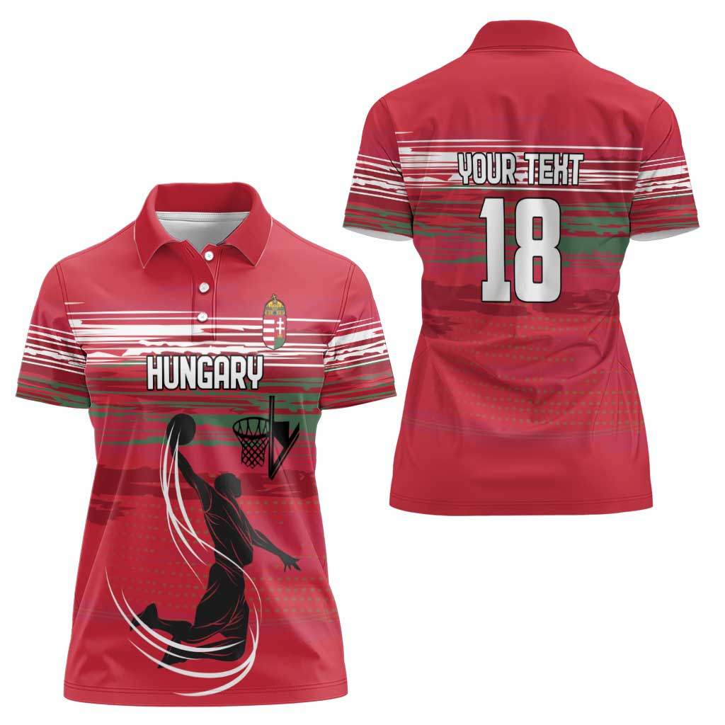 Hungary Basketball Custom Women Polo Shirt Come On Magyars Grunge Style - Wonder Print Shop