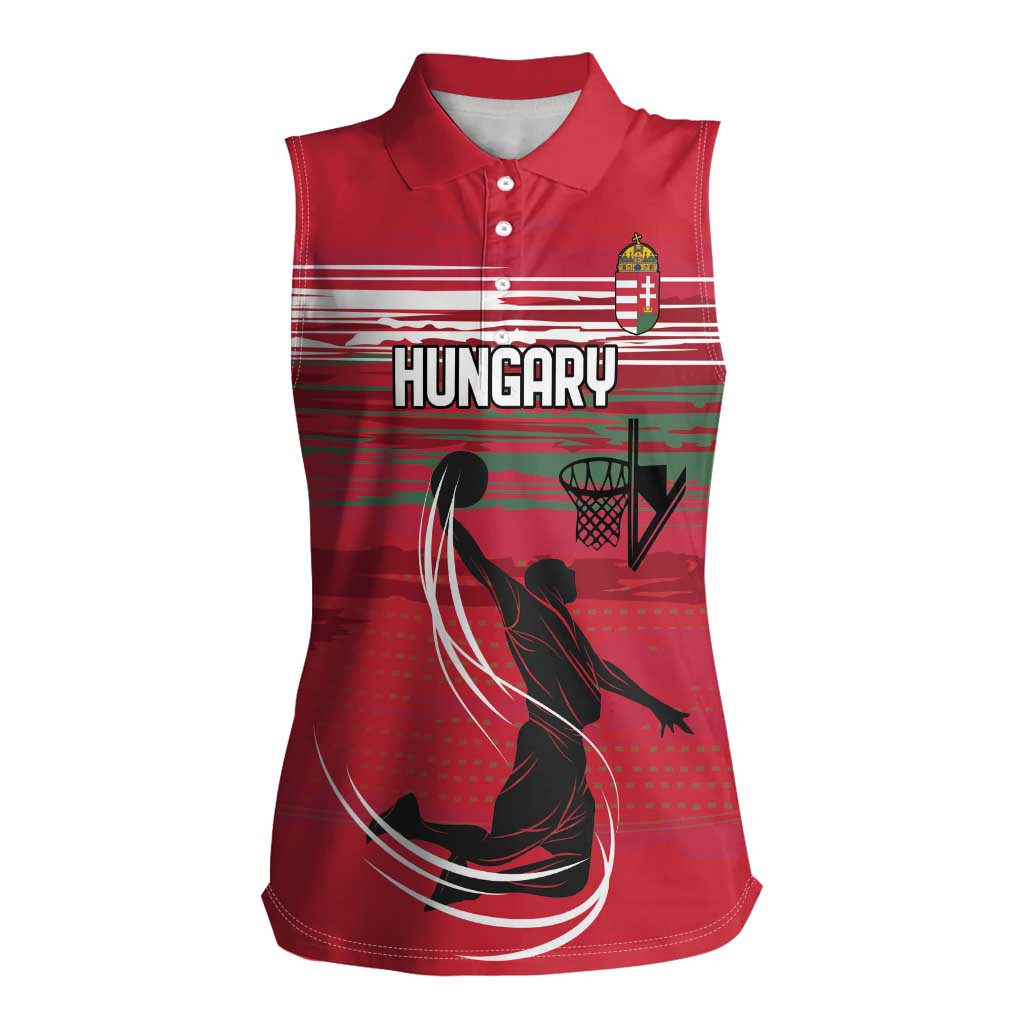 Hungary Basketball Custom Women Sleeveless Polo Shirt Come On Magyars Grunge Style - Wonder Print Shop