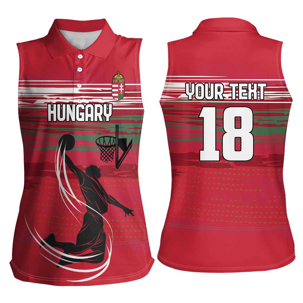 Hungary Basketball Custom Women Sleeveless Polo Shirt Come On Magyars Grunge Style - Wonder Print Shop