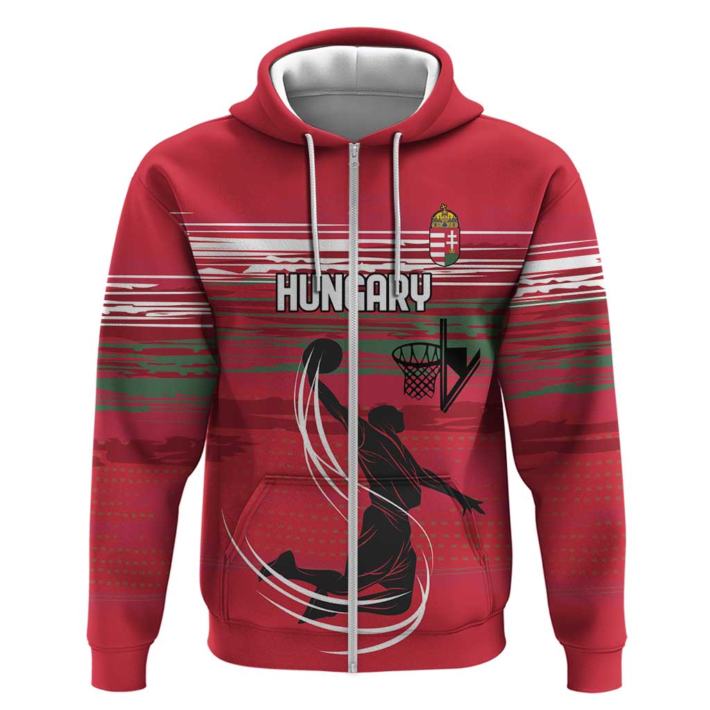 Hungary Basketball Custom Zip Hoodie Come On Magyars Grunge Style - Wonder Print Shop
