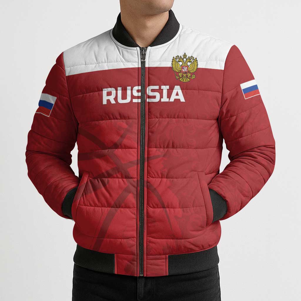 Russia Basketball Custom Bomber Puffer Jacket Go Champion - Wonder Print Shop