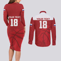 Russia Basketball Custom Couples Matching Long Sleeve Bodycon Dress and Long Sleeve Button Shirt Go Champion - Wonder Print Shop