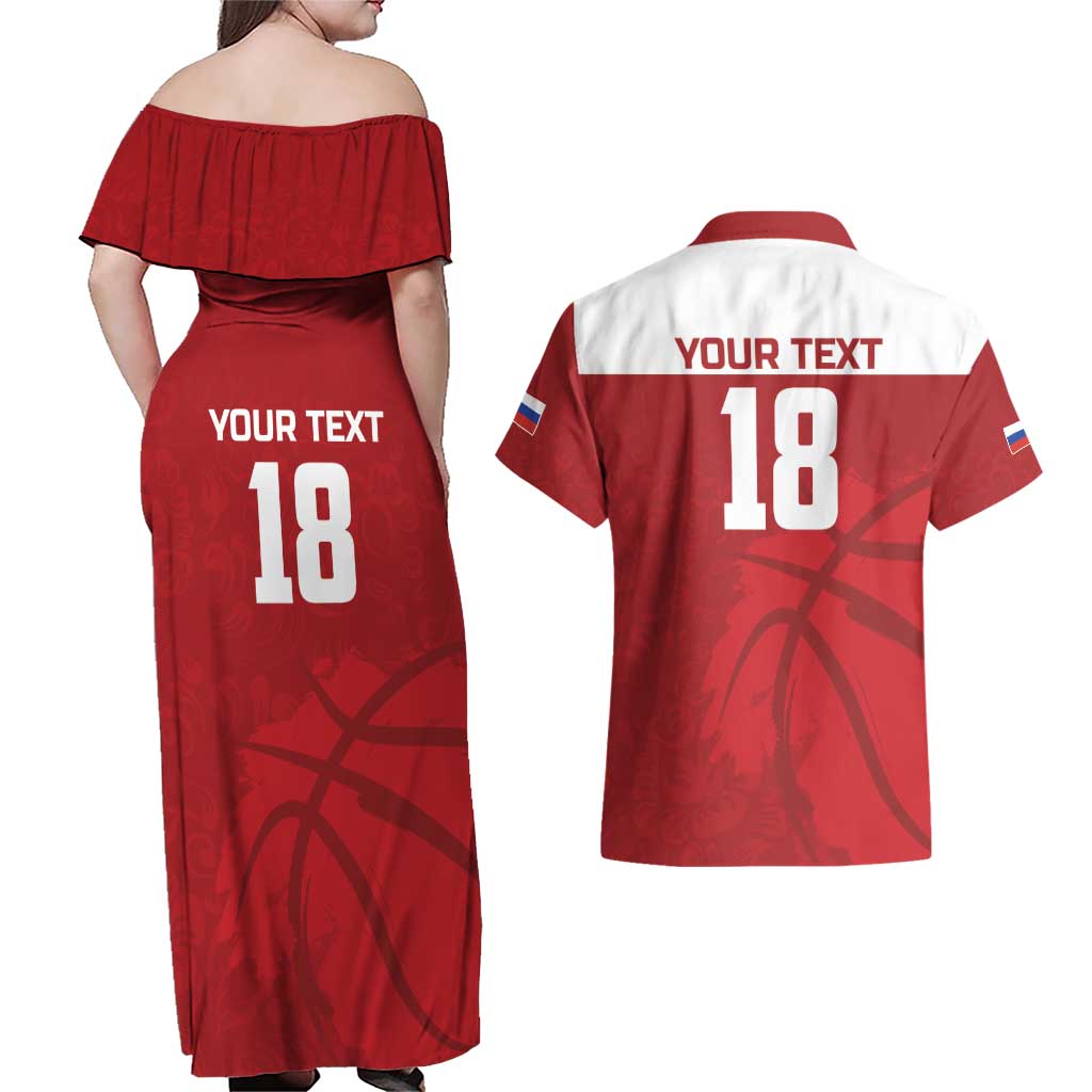 Russia Basketball Custom Couples Matching Off Shoulder Maxi Dress and Hawaiian Shirt Go Champion - Wonder Print Shop