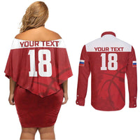 Russia Basketball Custom Couples Matching Off Shoulder Short Dress and Long Sleeve Button Shirt Go Champion - Wonder Print Shop