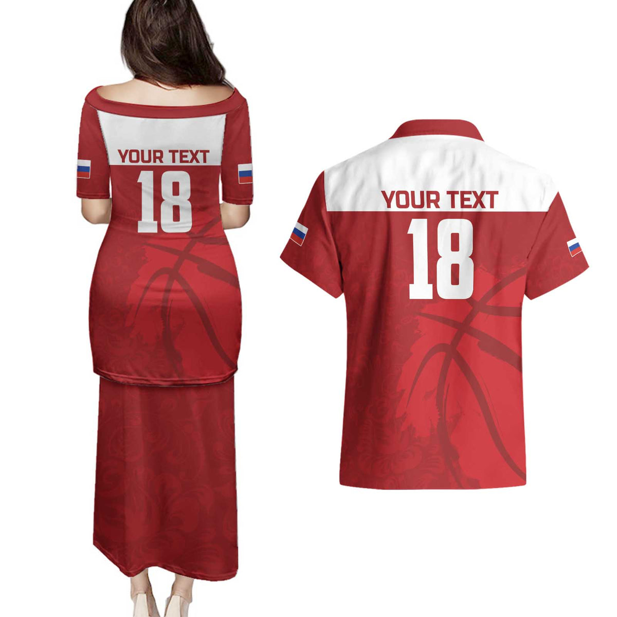 Russia Basketball Custom Couples Matching Puletasi and Hawaiian Shirt Go Champion - Wonder Print Shop