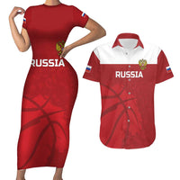 Russia Basketball Custom Couples Matching Short Sleeve Bodycon Dress and Hawaiian Shirt Go Champion - Wonder Print Shop