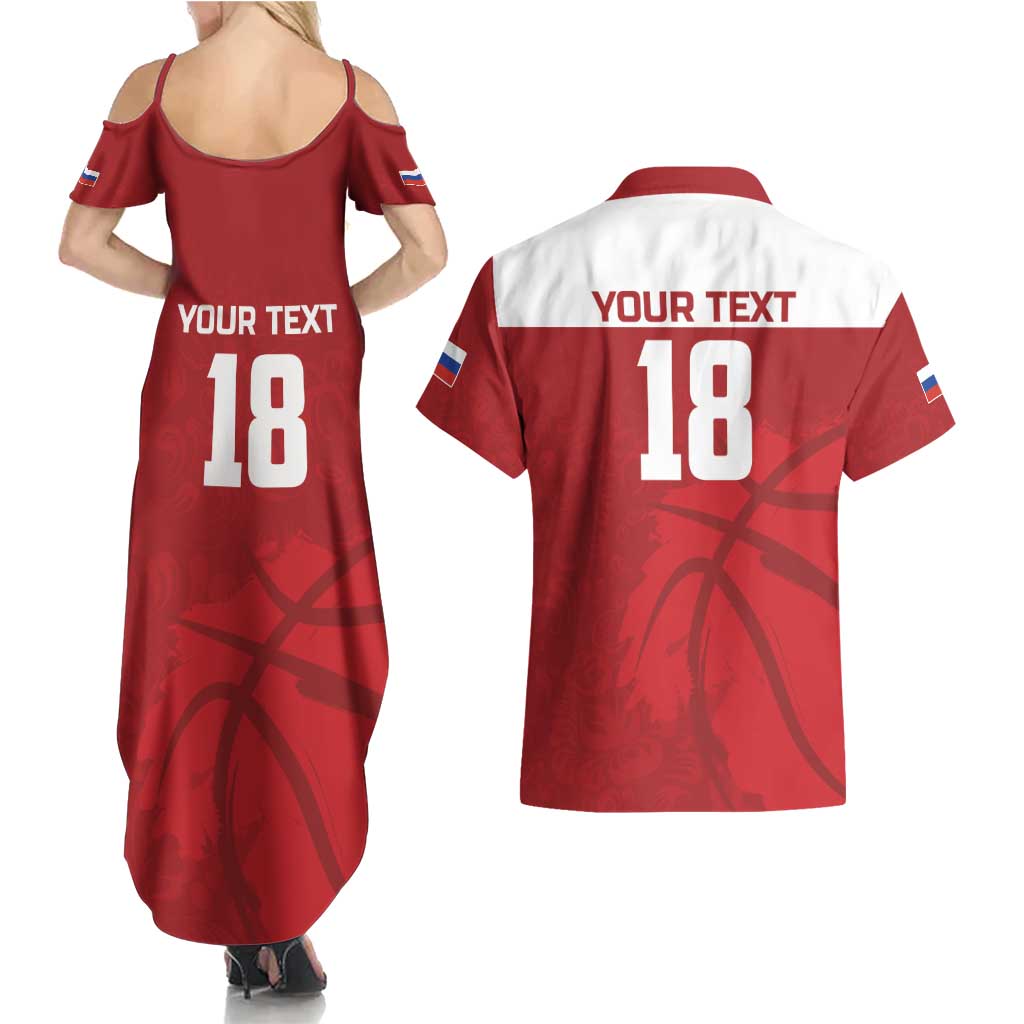 Russia Basketball Custom Couples Matching Summer Maxi Dress and Hawaiian Shirt Go Champion - Wonder Print Shop