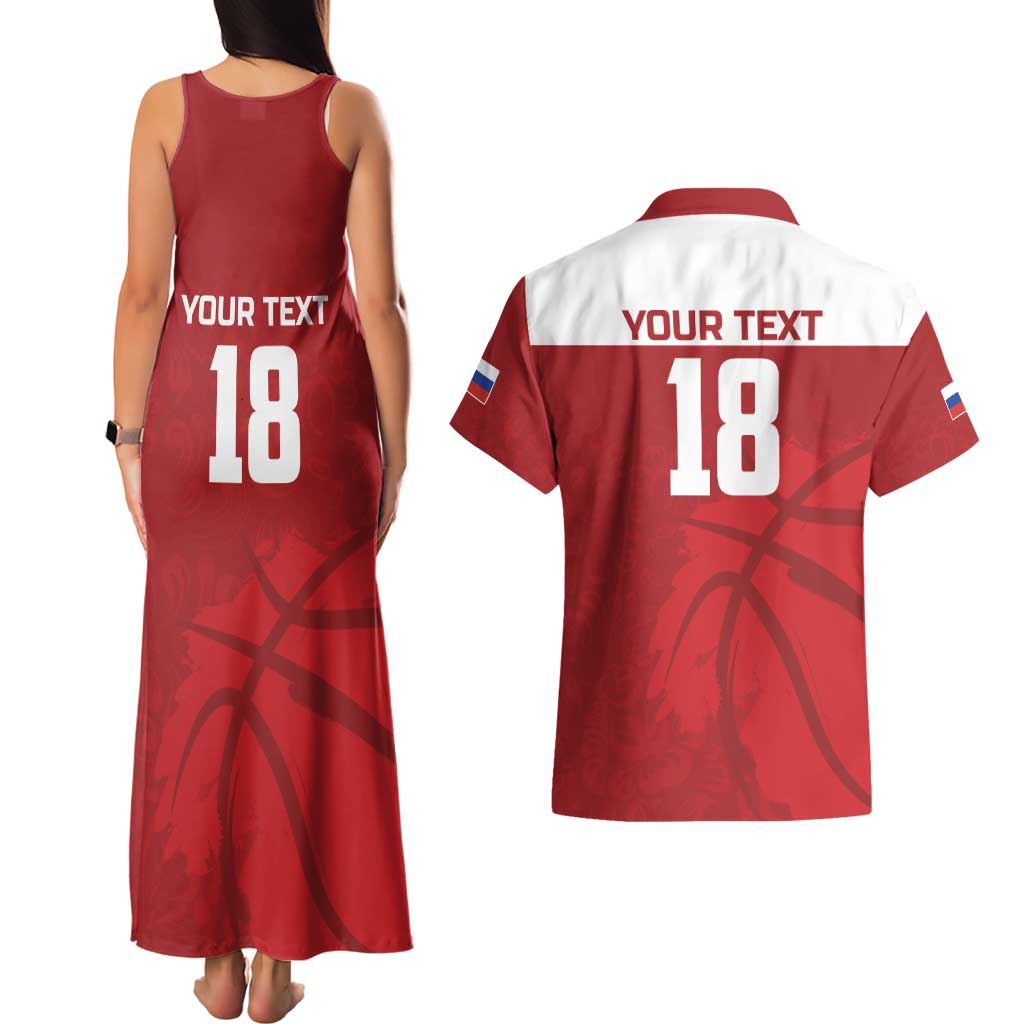 Russia Basketball Custom Couples Matching Tank Maxi Dress and Hawaiian Shirt Go Champion - Wonder Print Shop