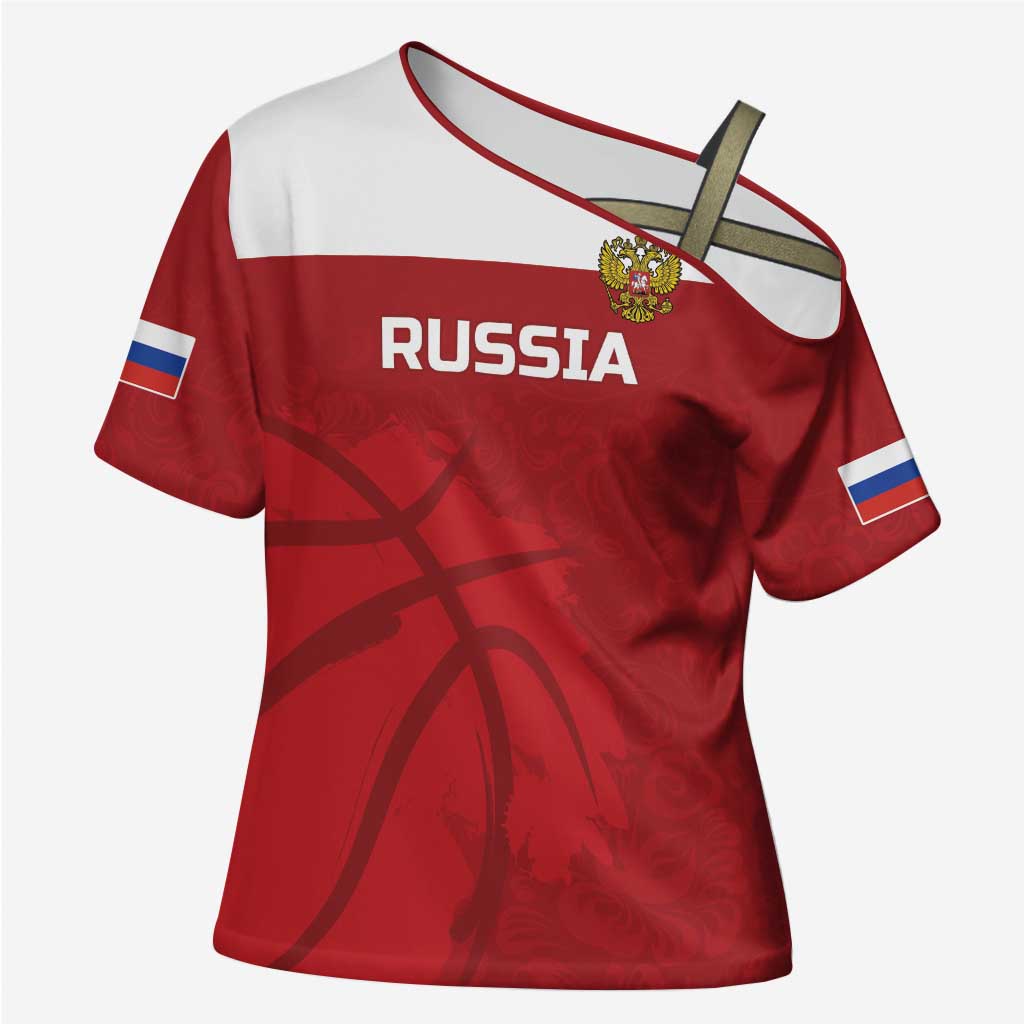 Russia Basketball Custom Cross Shoulder Shirt Go Champion - Wonder Print Shop