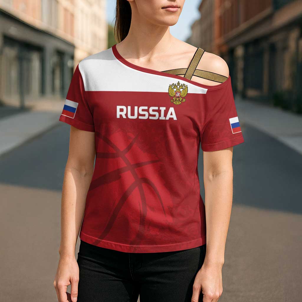Russia Basketball Custom Cross Shoulder Shirt Go Champion - Wonder Print Shop