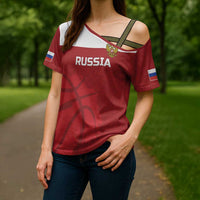 Russia Basketball Custom Cross Shoulder Shirt Go Champion - Wonder Print Shop