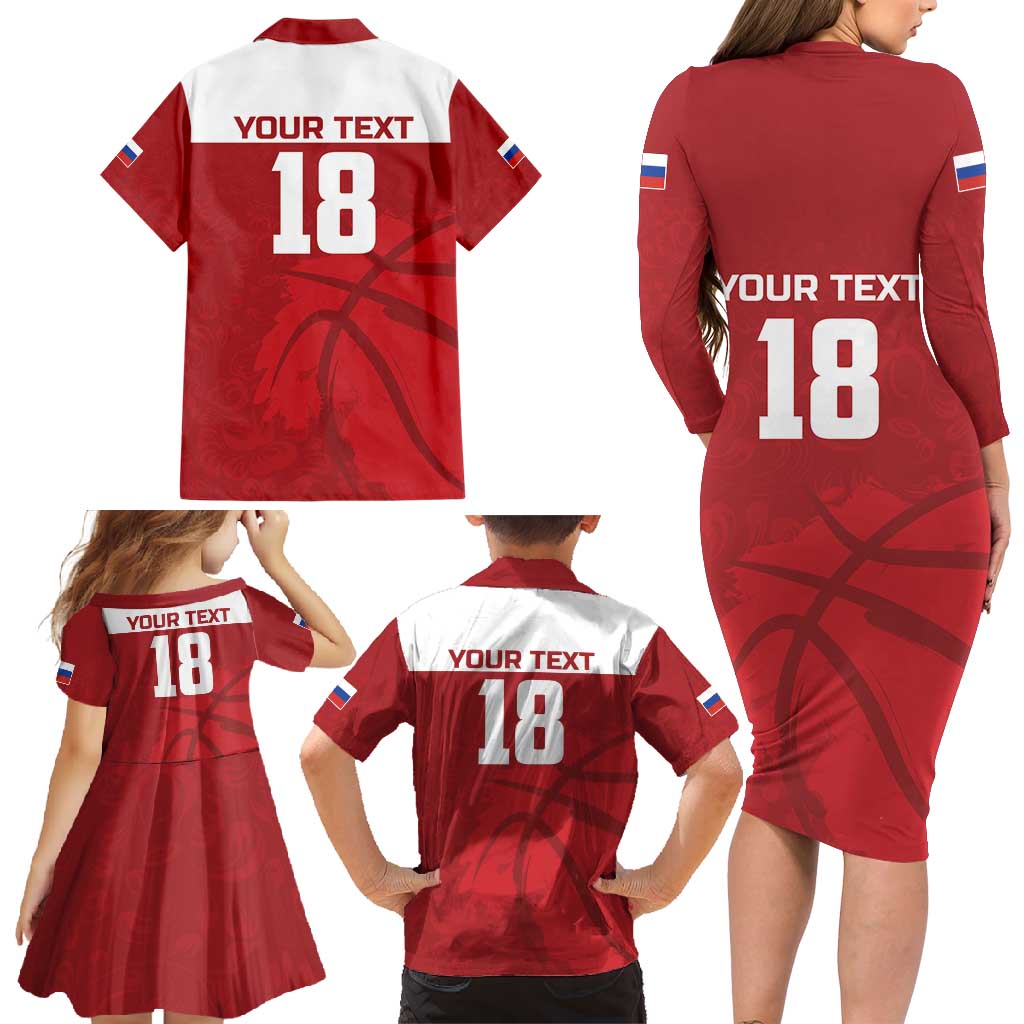 Russia Basketball Custom Family Matching Long Sleeve Bodycon Dress and Hawaiian Shirt Go Champion - Wonder Print Shop