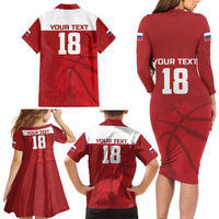 Russia Basketball Custom Family Matching Long Sleeve Bodycon Dress and Hawaiian Shirt Go Champion - Wonder Print Shop