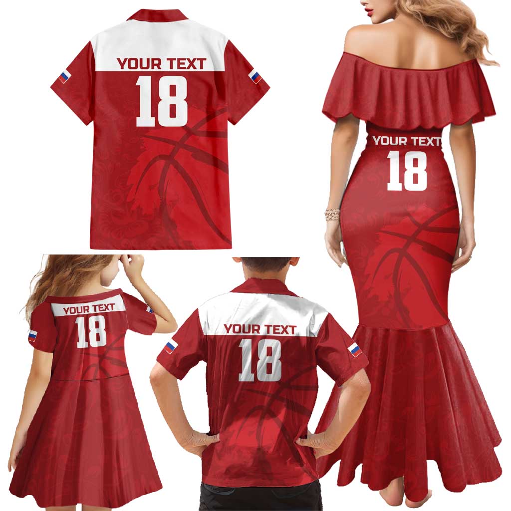 Russia Basketball Custom Family Matching Mermaid Dress and Hawaiian Shirt Go Champion - Wonder Print Shop