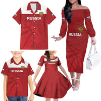 Russia Basketball Custom Family Matching Off The Shoulder Long Sleeve Dress and Hawaiian Shirt Go Champion - Wonder Print Shop