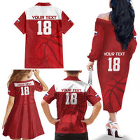 Russia Basketball Custom Family Matching Off The Shoulder Long Sleeve Dress and Hawaiian Shirt Go Champion - Wonder Print Shop
