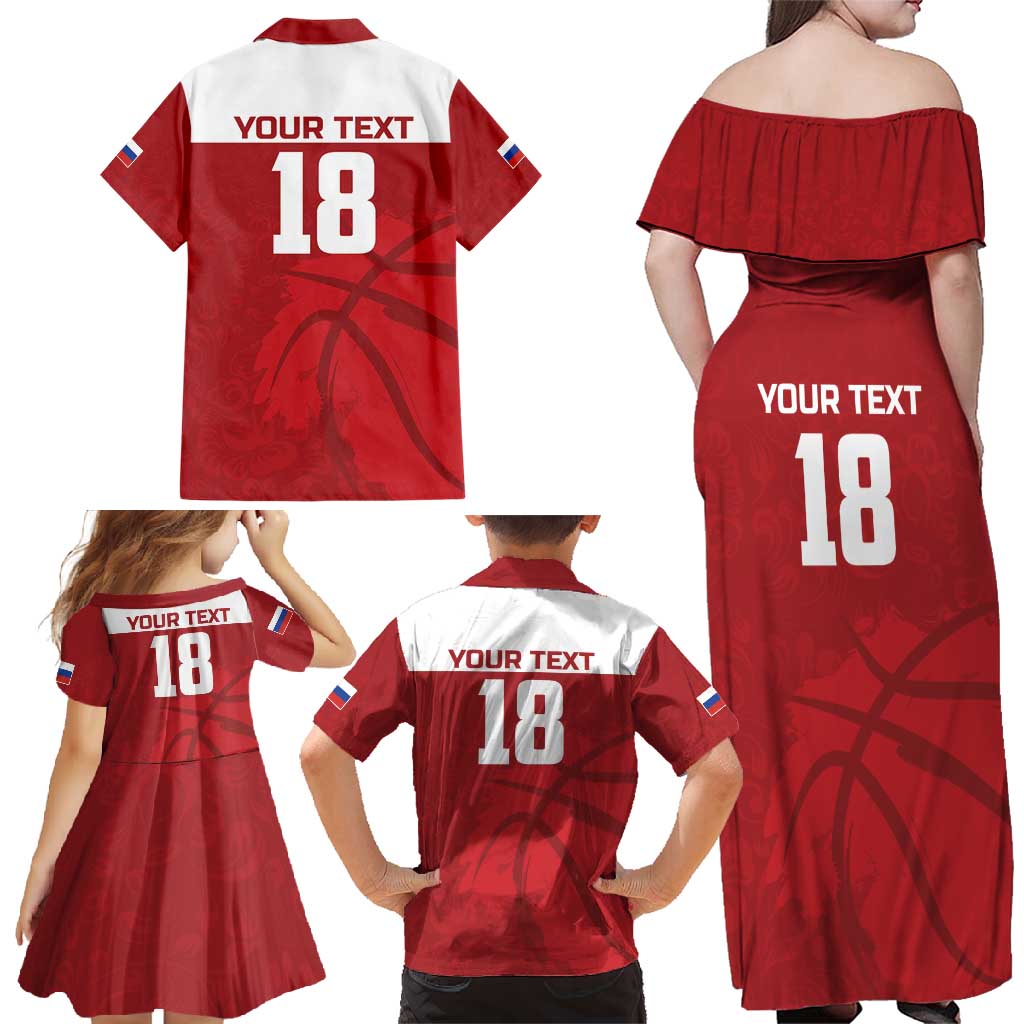 Russia Basketball Custom Family Matching Off Shoulder Maxi Dress and Hawaiian Shirt Go Champion - Wonder Print Shop