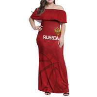 Russia Basketball Custom Family Matching Off Shoulder Maxi Dress and Hawaiian Shirt Go Champion - Wonder Print Shop
