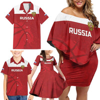 Russia Basketball Custom Family Matching Off Shoulder Short Dress and Hawaiian Shirt Go Champion - Wonder Print Shop