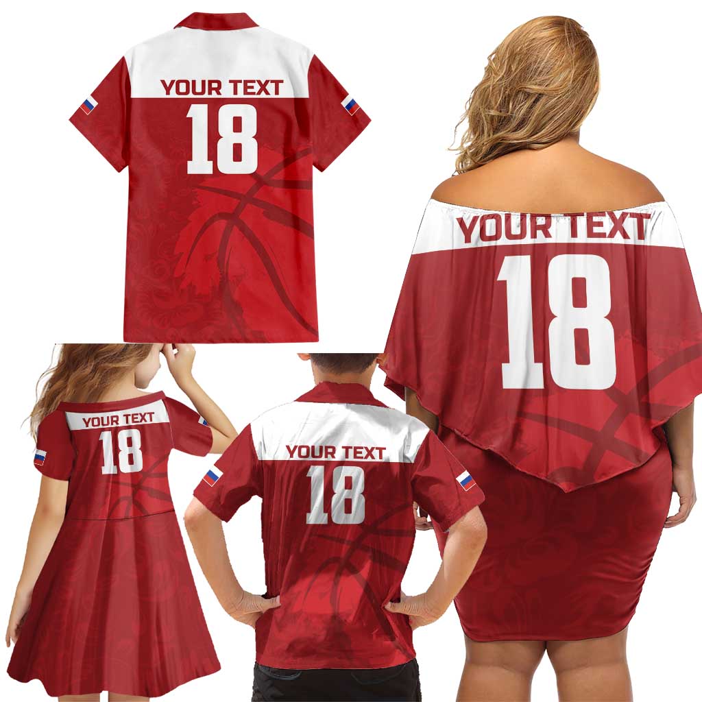 Russia Basketball Custom Family Matching Off Shoulder Short Dress and Hawaiian Shirt Go Champion - Wonder Print Shop