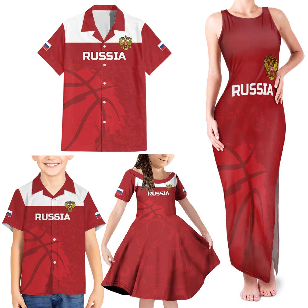 Russia Basketball Custom Family Matching Tank Maxi Dress and Hawaiian Shirt Go Champion - Wonder Print Shop