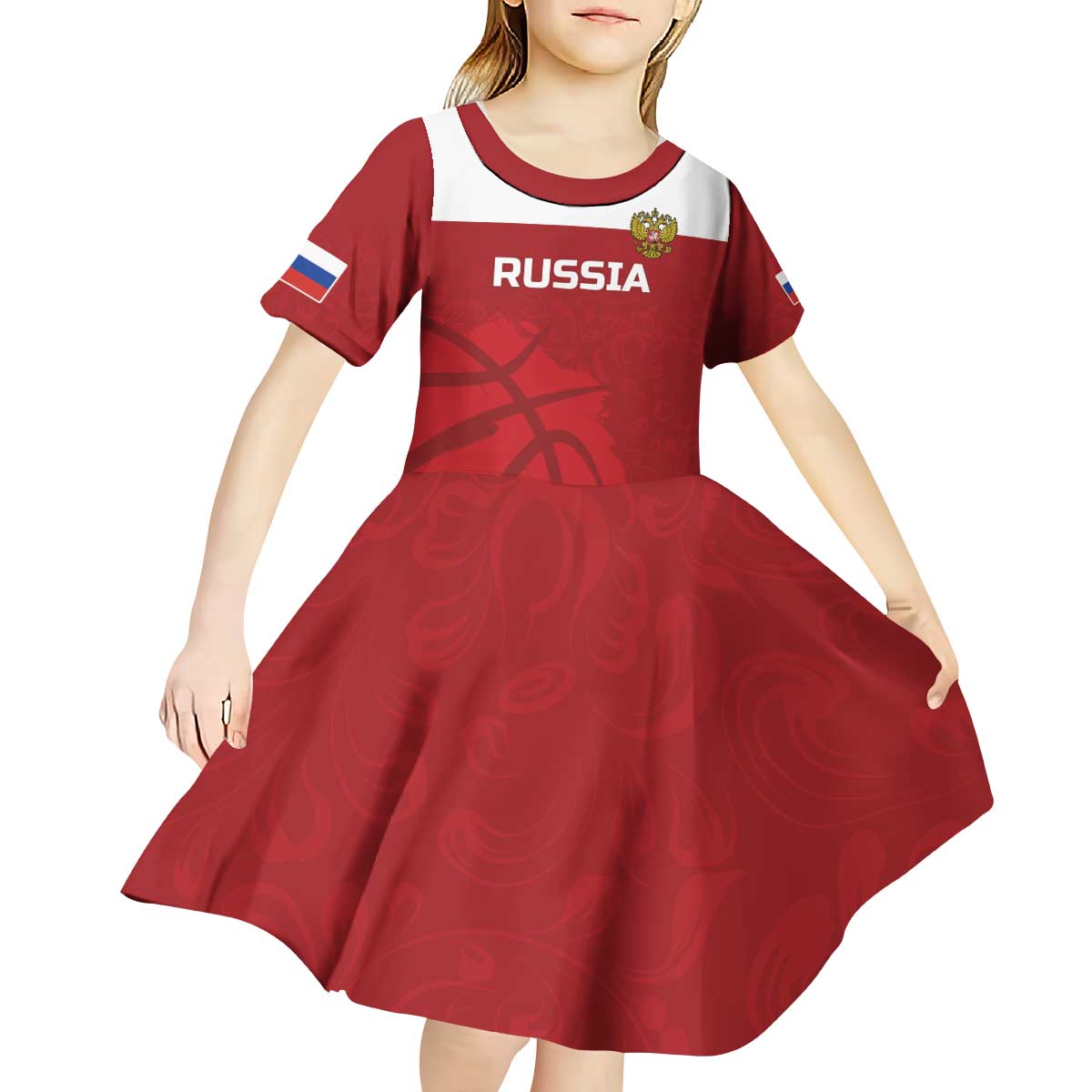 Russia Basketball Custom Kid Short Sleeve Dress Go Champion - Wonder Print Shop