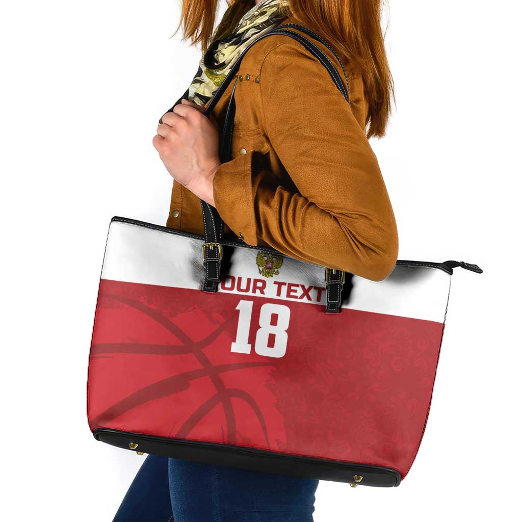 Russia Basketball Custom Leather Tote Bag Go Champion - Wonder Print Shop