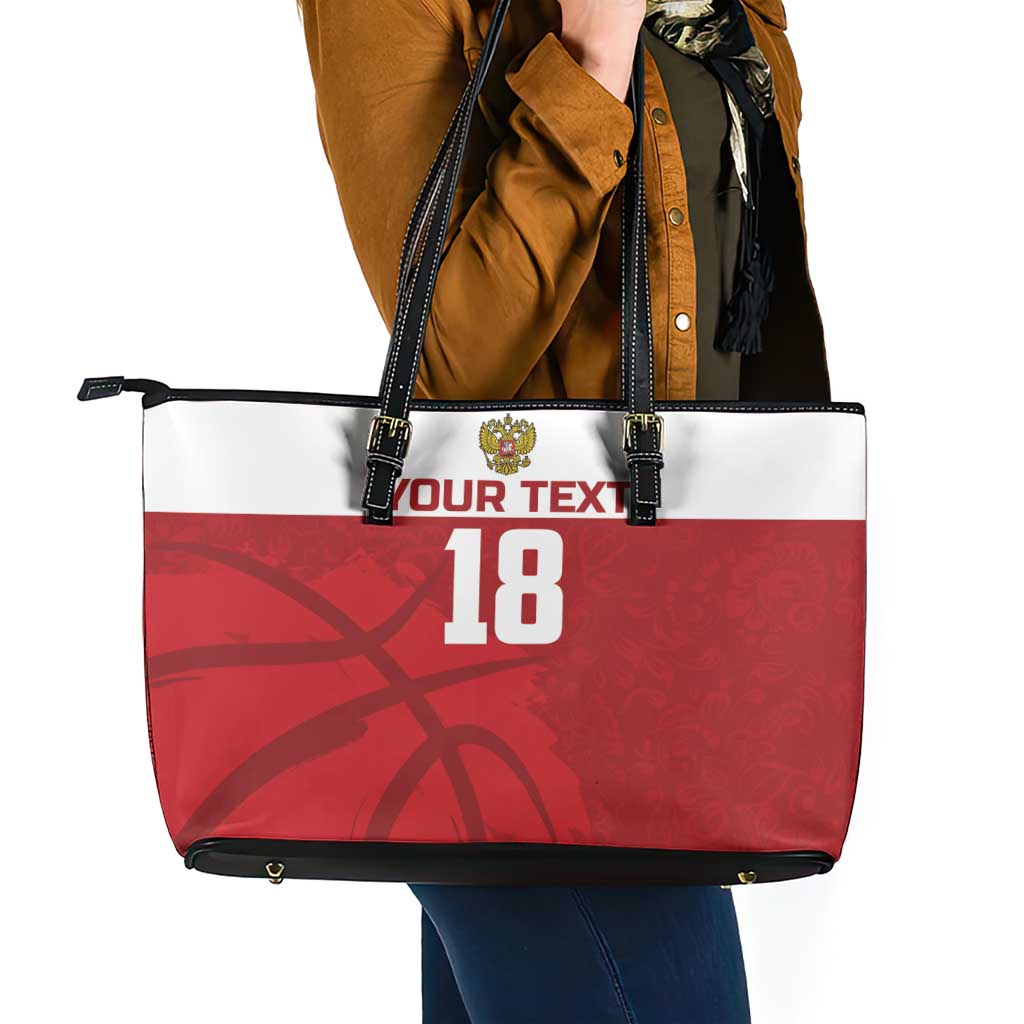 Russia Basketball Custom Leather Tote Bag Go Champion - Wonder Print Shop