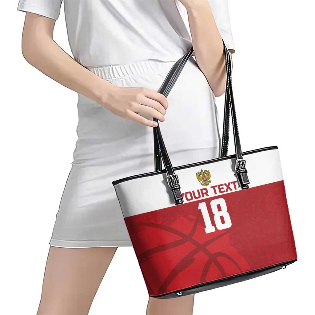 Russia Basketball Custom Leather Tote Bag Go Champion - Wonder Print Shop