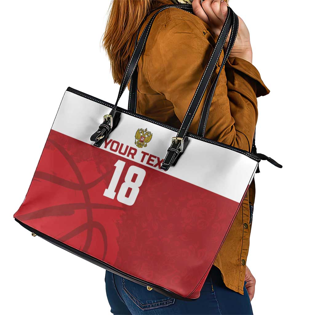 Russia Basketball Custom Leather Tote Bag Go Champion - Wonder Print Shop