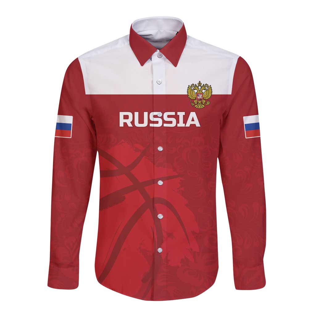 Russia Basketball Custom Long Sleeve Button Shirt Go Champion - Wonder Print Shop