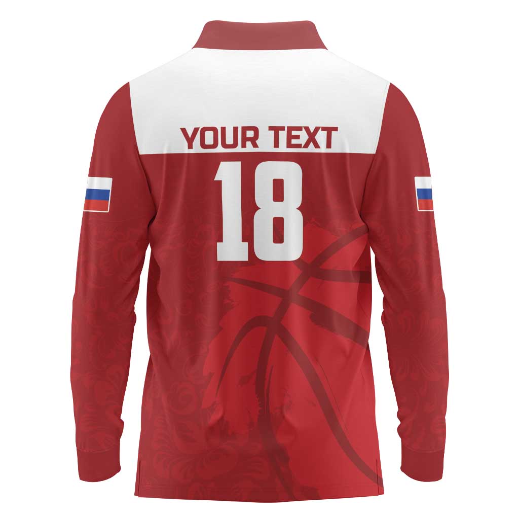 Russia Basketball Custom Long Sleeve Polo Shirt Go Champion - Wonder Print Shop
