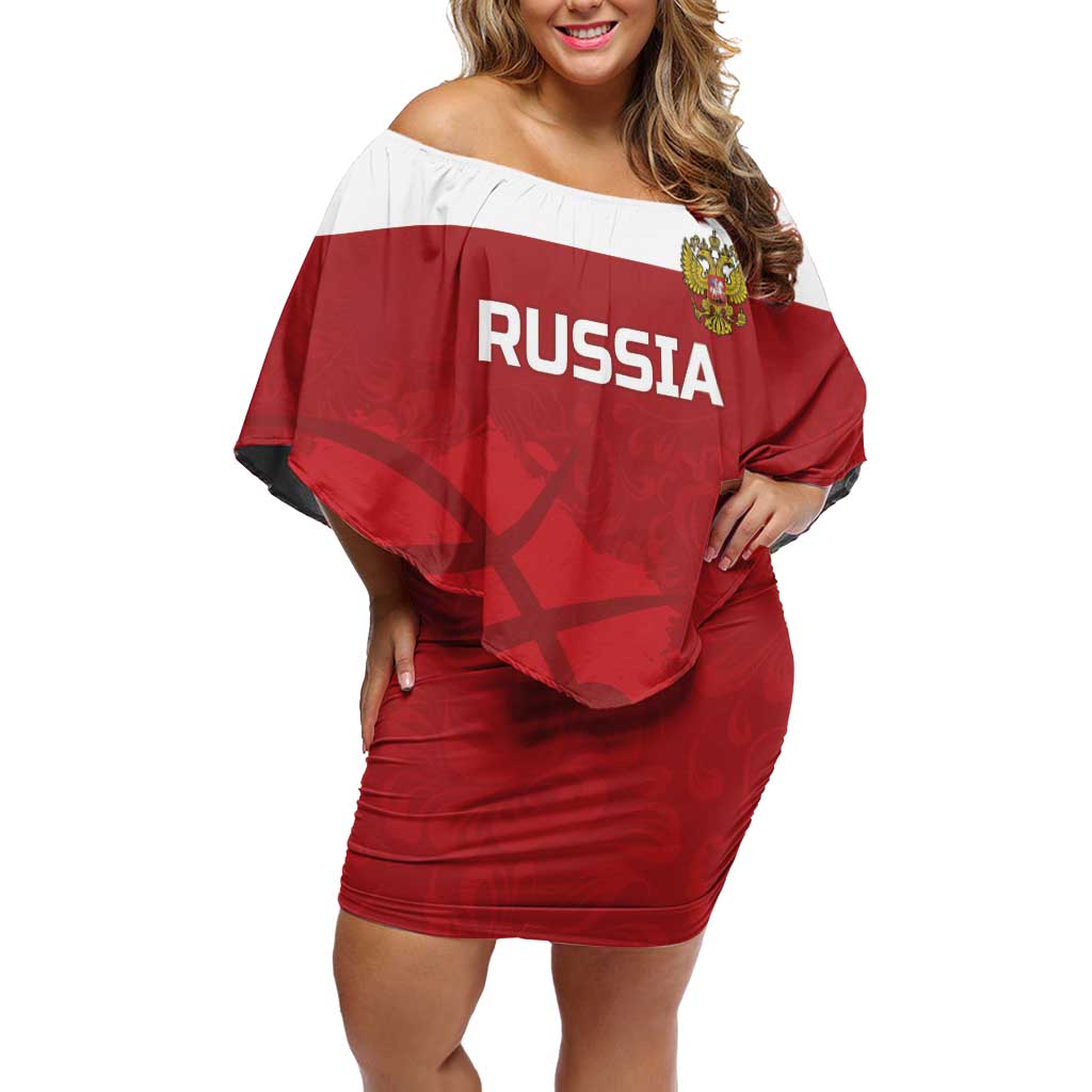 Russia Basketball Custom Off Shoulder Short Dress Go Champion - Wonder Print Shop