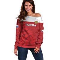 Russia Basketball Custom Off Shoulder Sweater Go Champion - Wonder Print Shop