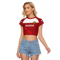 Russia Basketball Custom Raglan Cropped T Shirt Go Champion - Wonder Print Shop