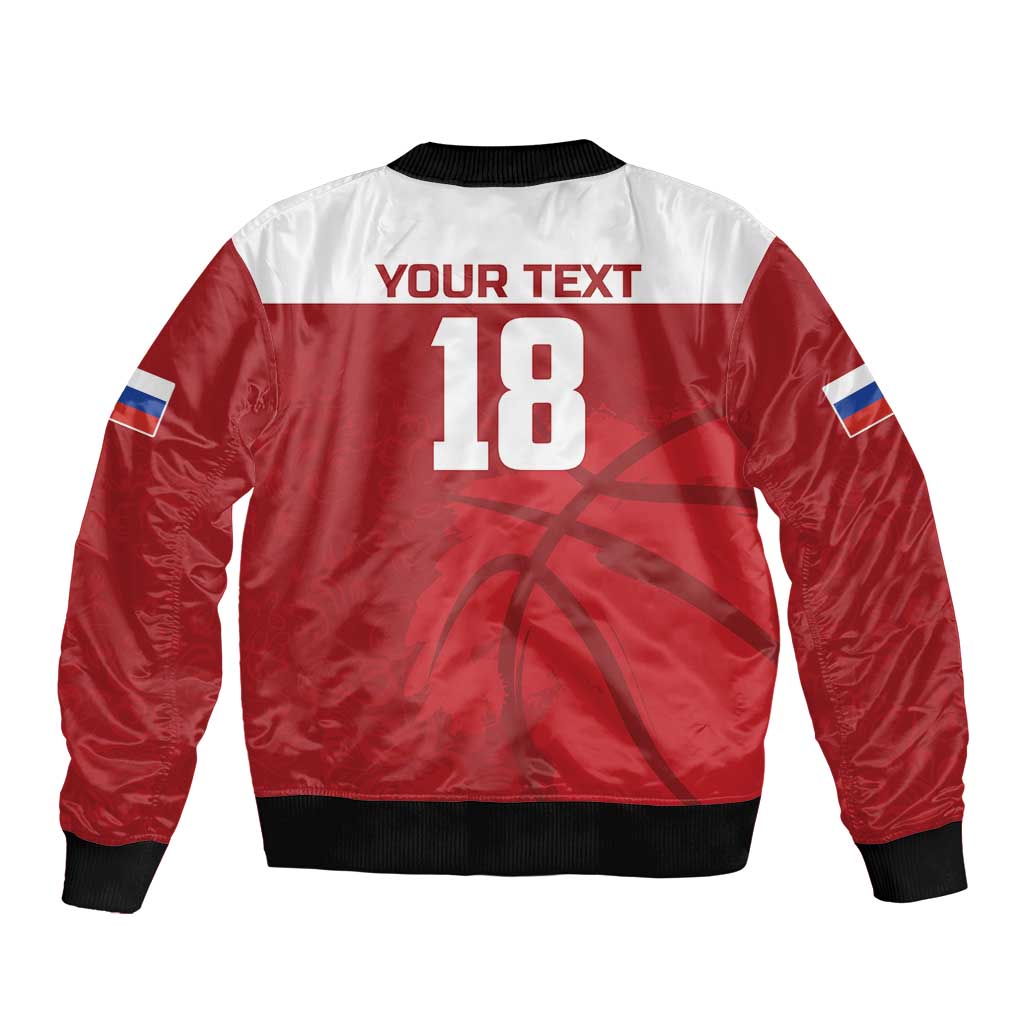 Russia Basketball Custom Sleeve Zip Bomber Jacket Go Champion - Wonder Print Shop
