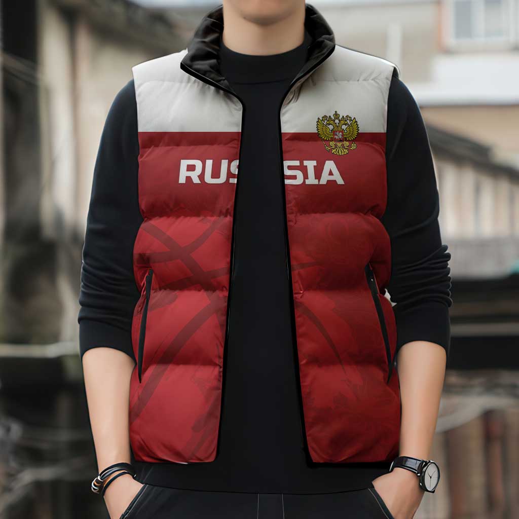 Russia Basketball Custom Sleeveless Puffer Jacket Go Champion - Wonder Print Shop