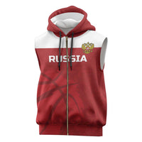 Russia Basketball Custom Sleeveless Zip Hoodie Go Champion - Wonder Print Shop
