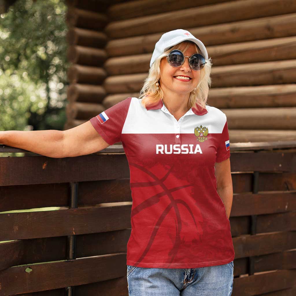 Russia Basketball Custom Women Polo Shirt Go Champion - Wonder Print Shop