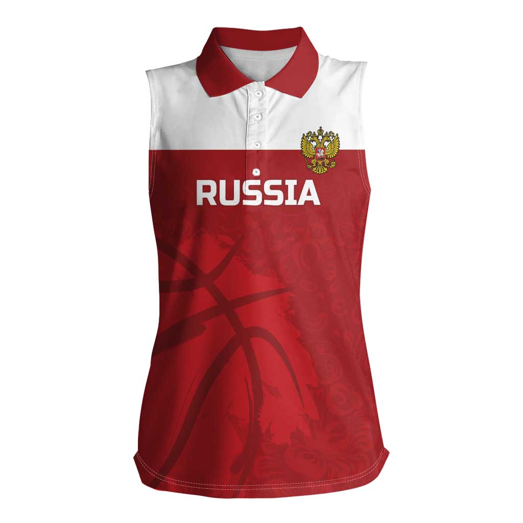 Russia Basketball Custom Women Sleeveless Polo Shirt Go Champion - Wonder Print Shop